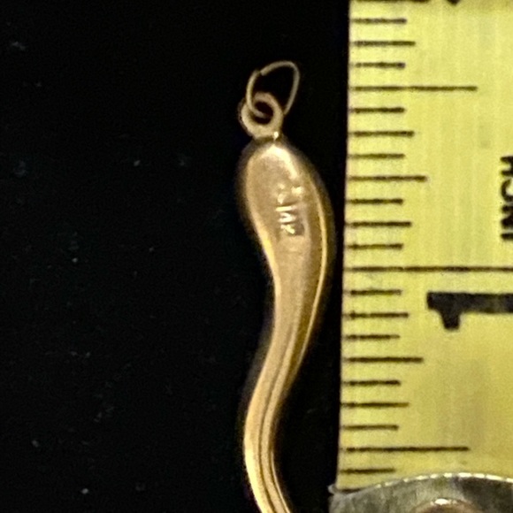 💛NWOT VTG 14K Solid Gold Italian Large Horn Pendant - Picture 3 of 11